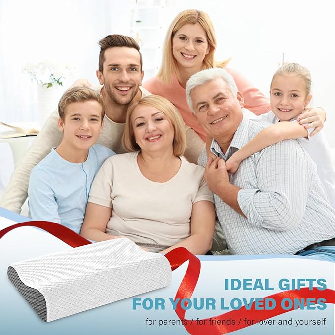 2 Pack Memory Foam Cooling Bed Pillows for Sleeping, Ergonomic Cervical Pillow for Neck and Shoulder Pain Relief, Adjustable Cold Pillow Set of 2,with Pillowcase(Grey)