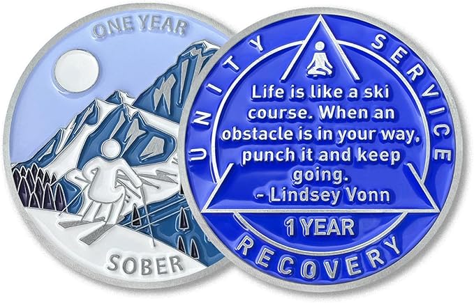 1 Year Sobriety Coin Sobriety Chips AA Chip AA Coins Sober Token Recovery Medallion NA Chips NA Coins from 1 to 12 Months Plastic case Included-Baking Paint Process