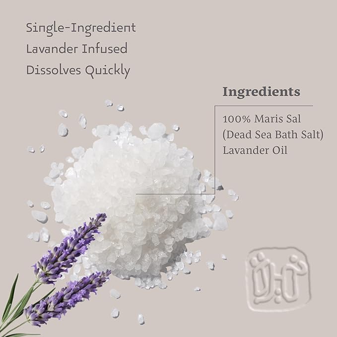 Dead Sea Salts for Soaking - Relaxing Salt Bath Soak for Body Rejuvenation - Natural Mineral Salts - Coarse Dead Sea Salt Bath Salts for Women & Men w/Lavender Infused Essential Oil (2.2lb)