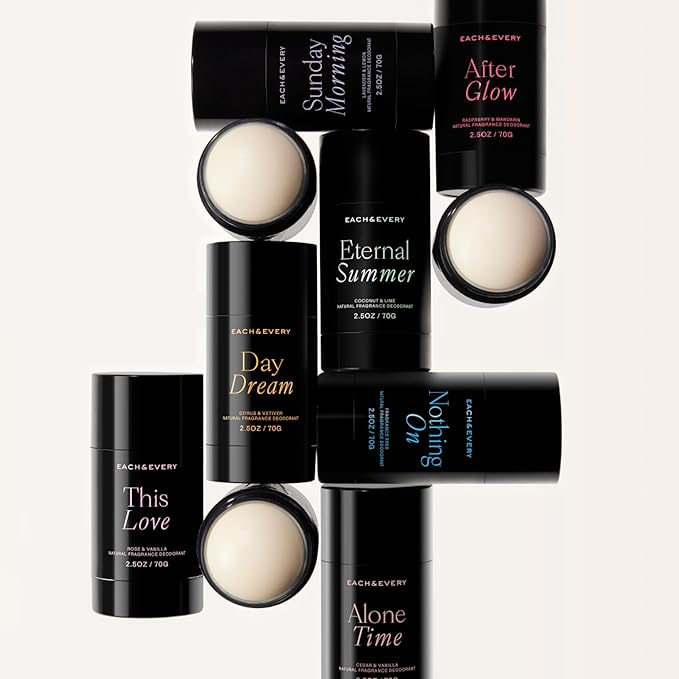 Each & Every Aluminum Free Deodorant for Women & Men - All Natural Deodorant for Sensitive Skin, EWG Verified - Clean, Baking Soda-Free, Plant-Based Fragrance, Rose & Vanilla, 2.5oz