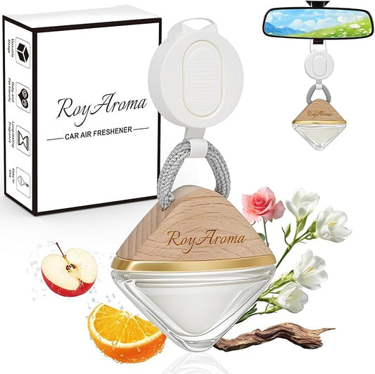 Hanging Car Air Freshener for Women & Men, Natural Essential Oil Car Diffuser with Adjustable Rope, Hanging Diffuser for Cars, Home, Office | Rose Champagne