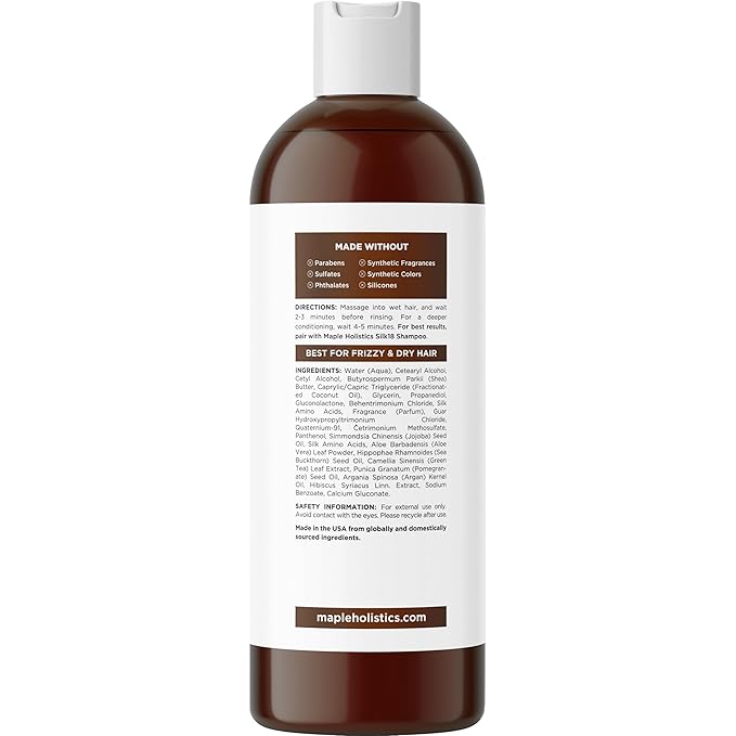 Silk Protein Conditioner for Damaged Hair - Ultra Moisturizing Conditioner for Dry Hair with Deeply Nourishing Shea Butter Argan Oil Green Tea & Aloe - Helps Define Curls & Control Frizz (8 Fl Oz)