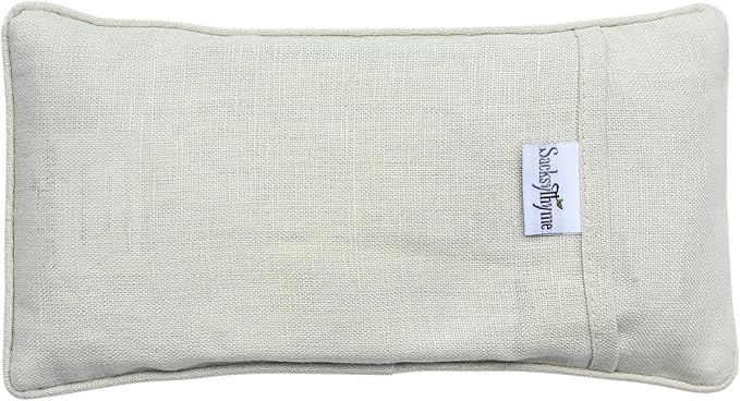 Sacksy Thyme Organic Linen Eye Pillow - Lavender & Flaxseed for Relaxation, Yoga, Stress Relief - Microwavable Heating Pad & Cool Compress - Made in USA - Gifts for Meditation
