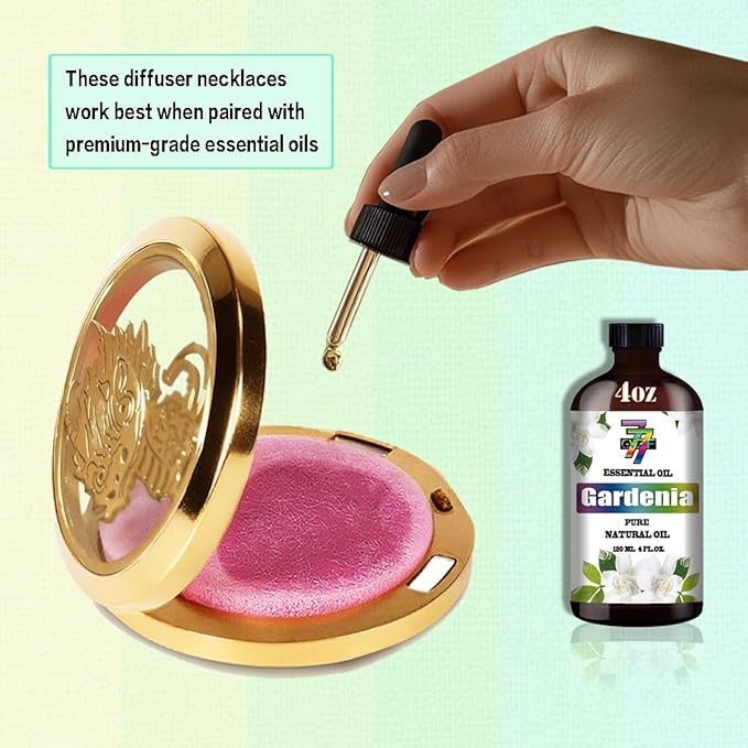 Aromatherapy Diffuser Necklace-Dinosaur Essential Oil Necklace,Aromatherapy Diffuser Pendant for Men and Women,Portable,Suitable for Yoga,Meditation,Travel,Stress Relief Gift(Gold 30mm)