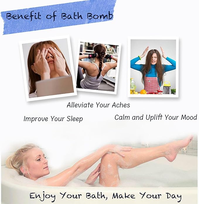 Blue Bath Bombs for Women Spa Gift Set with Peppermint Essential Oils Sea Salt Relaxing Birthday Gift for Her Bubble Bath Skincare Relaxation Aromatherapy Gifts