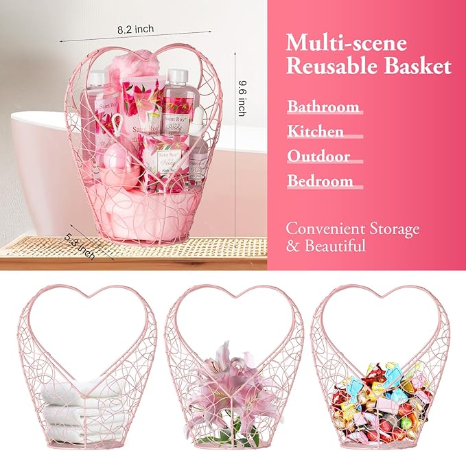 Gift Basket For Women, Mother's Day Gift for Mom Spa Set Lily & Peony Home Spa Set, Beauty Personal Care Set Jojoba Oil, Spa Self Care Kit, Bath Body For Thank You, Birthday, Christmas Gifts for Women