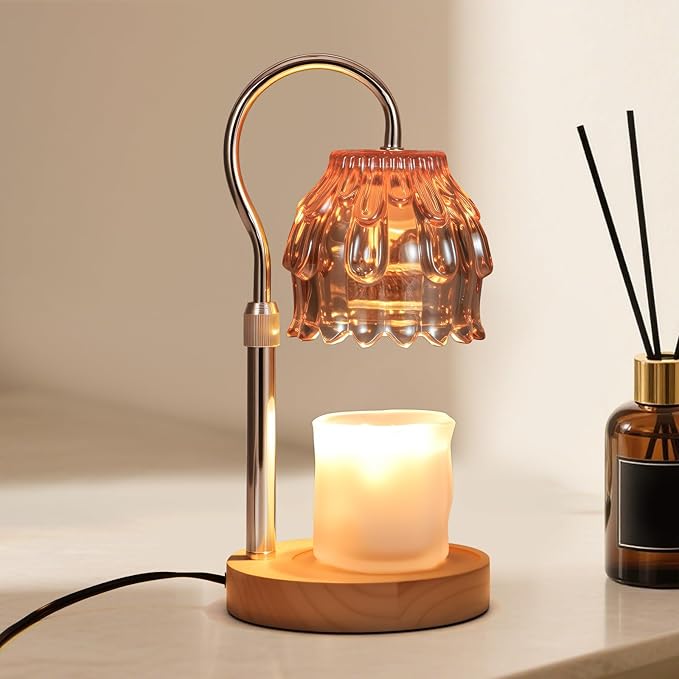 SnowBB Flower Candle Warmer Lamp, Timer Dimmer, Adjustable Height, Birthday Gift for Women Mom Friend Sister, House Warming Gift New Home Decor, Vintage Wax Melt Warmer, Christmas White Elephant Gifts