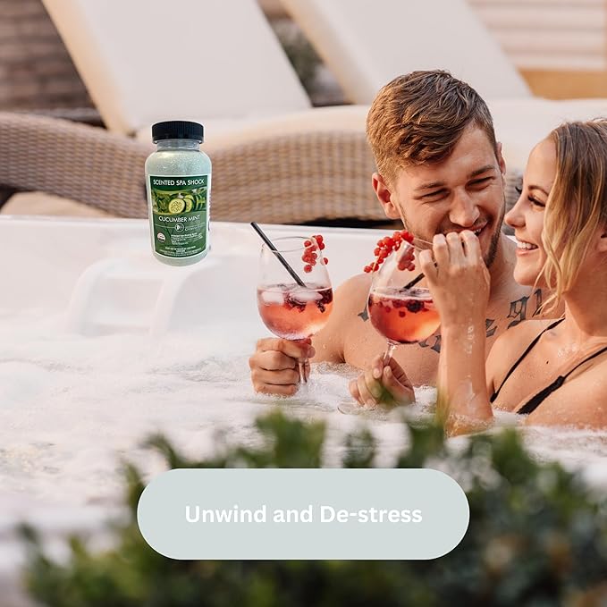 Cucumber Mint Scented Spa Shock-Oxidizer - Non-Chlorine Oxidizer for Any Spa or Hot Tub - Use w/Bromine Tablets or Spa Chlorine. Fragrance Infused Oxygen Crystals Eliminate Odors & Clarify Water