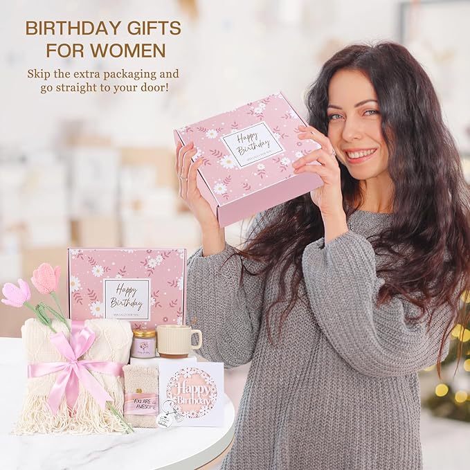 Birthday Gifts for Women, Birthday Gift Basket for Women, Self Care/Get Well Soon Gift Package, Happy Birthdays Idea for Her, Mom, Sister, Best Friend, Wife, Girlfriend, Coworker, BD Gifts Ideas