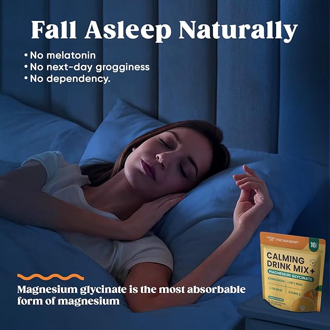 Venture Pal Calming Powdered Drink Mix, Magnesium Glycinate, Ashwagandha, L-Theanine,Vitamin D, Lions Mane, Sugar Free Magnesium Supplement Blend for Relax & Focus, Non GMO, Vegan, On The Go