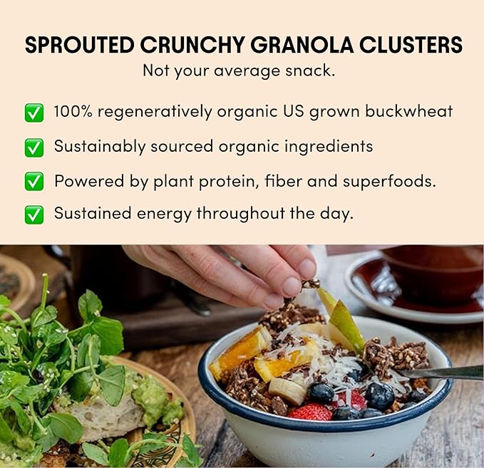 Clusterbucks Superfood Clusters – Grain-Free, Keto-Friendly Granola with Regeneratively Grown Sprouted Buckwheat– Gluten-Free, Low-Carb, Organic Healthy Snack (3-Pack, Snickerdoodle)