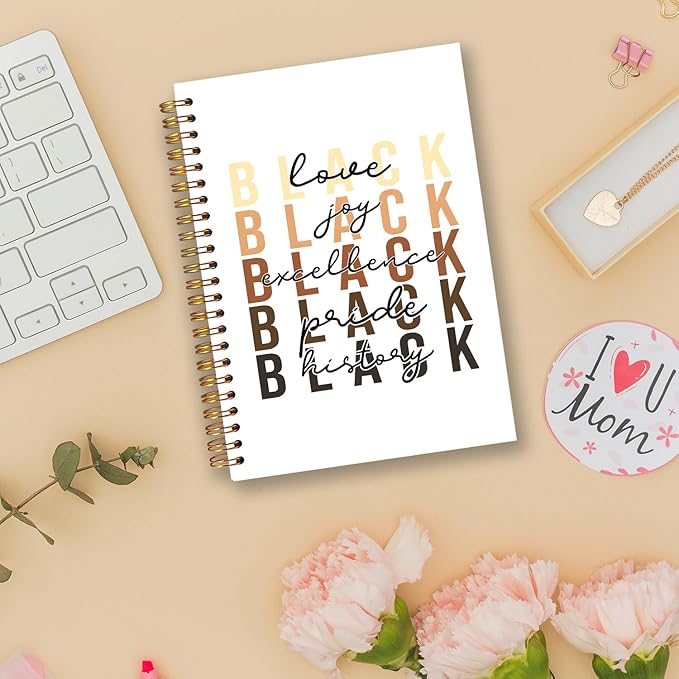 Black History Month Spiral Notebooks, Juneteenth Gifts Journal, African American Gifts Journals for Writing, Black Love Joy Excellence Pride History Notebook, 5.5x8.3 Inch