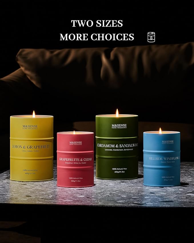 M&SENSE Cardamom Sandalwood Large Soy Scented Candles, Natural Organic Clean Burning Candles 21.2oz 120 Hours Long Lasting, Relaxing Aromatherapy Candles Gifts for Stress Relief