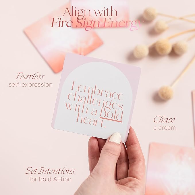 Aries, Leo, Sagittarius Gifts for Women - 40 Daily Affirmation Cards for Women. Positive Affirmation Cards, Zodiac Mindfulness Motivational Birthday Gifts, Astrology Inspirational Décor