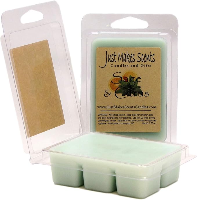 2 Pack - Sage & Citrus Scented Soy Wax Melts | Long Lasting Fragrance Cubes | Hand Poured in The USA by Just Makes Scents Candles & Gifts