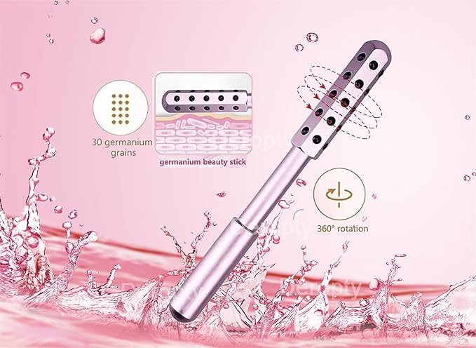Beauty Massage Roller, Facial Massage Tool, 30 Germanium Stone Uplifting Face,Uplifting Face Massager Roller (Pink)