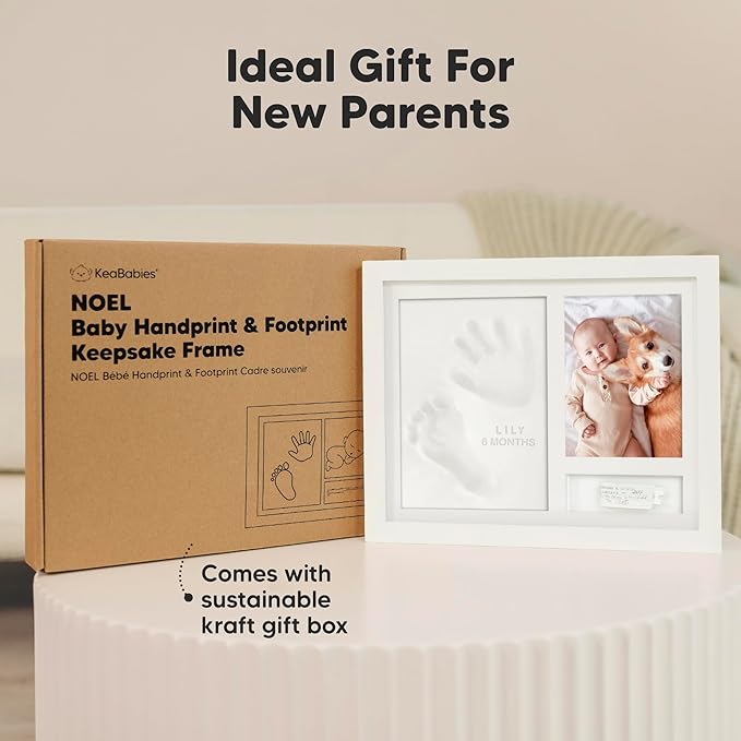 KeaBabies Baby Footprint Kit - Newborn Hand and Footprint Keepsake Frame, Nursery Picture Frame, Personalized New Mom Gifts & Baby Shower Gifts for Boys,Girls Nursery Decor(Alpine White)