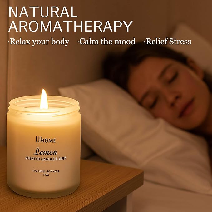 Lihome Candles Gifts for Women - Scented Candles, Natural Soy Wax Candles for Home Scented Perfect for Christmas, Birthday, Mother's Day, Lemon Candle
