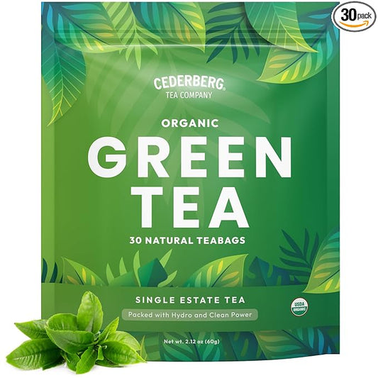 Cederberg Tea Company Organic Green Tea — 30 Tea Bags | Organic Herbal Tea From Single Origin | Eco-Friendly Tea Bags | Non-GMO Gluten Free Tea With Zero Sugar