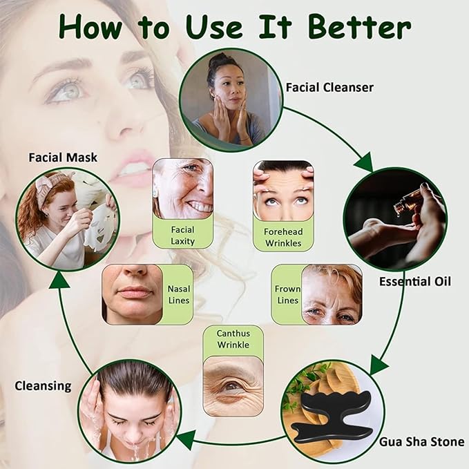 Gua Sha Massage Tool for Body, Natural Bian Stone Gua Sha Scraping Massager, Muscle Relief Massage Board for Back, Legs, Arms, Neck, Shoulder (Medium, 4.7")