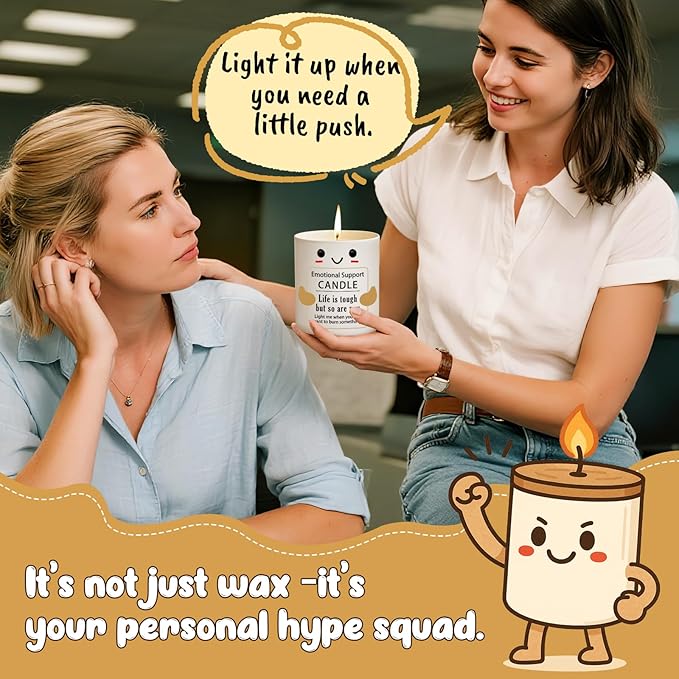 Funny Inspirational Emotional Support Candle Christmas, Positive Affirmation, Stress Relief Gift for Women, Men, Coworker, Friend Motivational Self-Care Cheer Up,New Job,Birthday, Xmas Candles