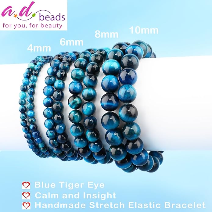 AD Beads 4mm6mm8mm10mm Handmade Bracelet - Natural Gemstone for Peace and Tranquility - Meditation, Yoga, Healing and Energy Gift for Unisex
