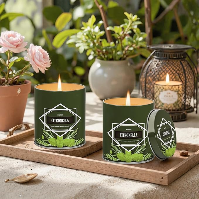 Citronella Candles Outdoor 2-Pack, Total 18oz Citronella Candles for Outside Patio, Camping & Garden, Summer Gifts for Indoor Home Scented, 50-Hour Burn Time, 9 Ounce Each