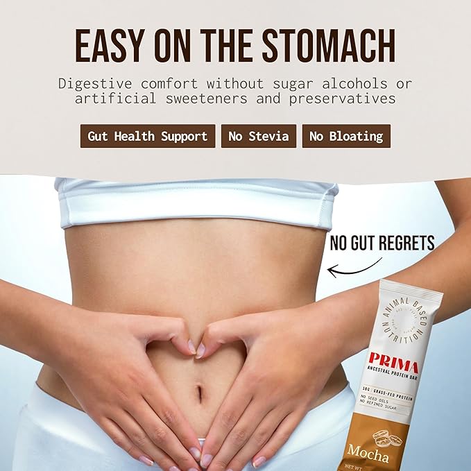 PRIMA ANCESTRAL PROTEIN BAR Grass Fed Protein Bars, 7 Pack – Animal-Based Protein Bar with Beef Tallow, Raw Honey, Seed Oil Free, Low Carb, Gluten-Free – Healthy, Energy Snacks for Clean Lifestyle (7 Pack, Mocha)