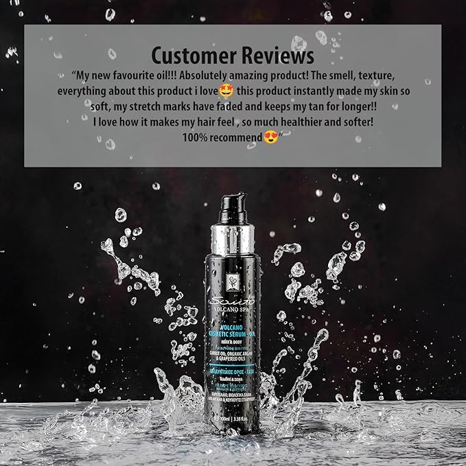 Volcano Cosmetic Serum 100ml โ Hydrating & Anti-Aging Hair & Body Oil โ Body Oil Restores Elasticity, Prevents Stretch Marks & Repairs Dry Hair and Skin