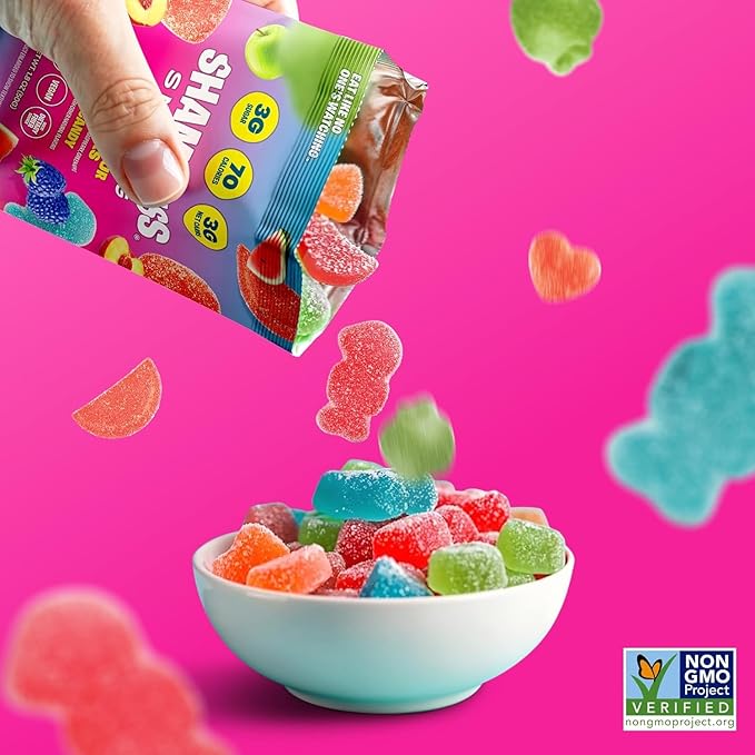 Shameless Snacks Sweet & Sour Allstars – Candy Variety Pack | Sour Gummy Candy | Healthy Vegan Snacks | Low Sugar Fruit Snack | 6-Pack, Gluten Free | Red Raspberry, Watermelon, Peach, Green Apple, Blue Raspberry