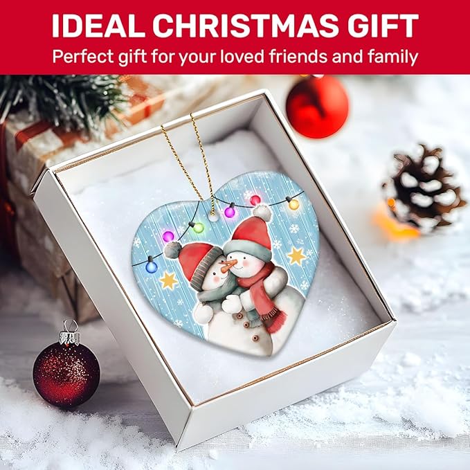 1pc 2 Side Printed My Sister Forever My Friend Ceramic Ornament 2025, Heart-Shaped Christmas Tree, Cute Keepsake Decoration