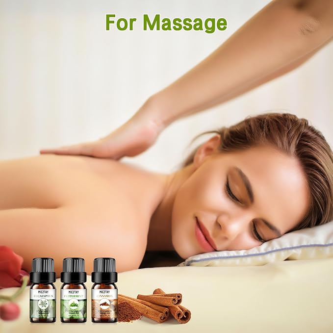 Essential Oils Set - 10x5ML Premium Essential Oil Kit for Candle Making, Diffusers, Massages, Aromatherapy, Skin Care - Lavender, Eucalyptus, Peppermint, Tea Tree, Sandalwood Aromatherapy Oils