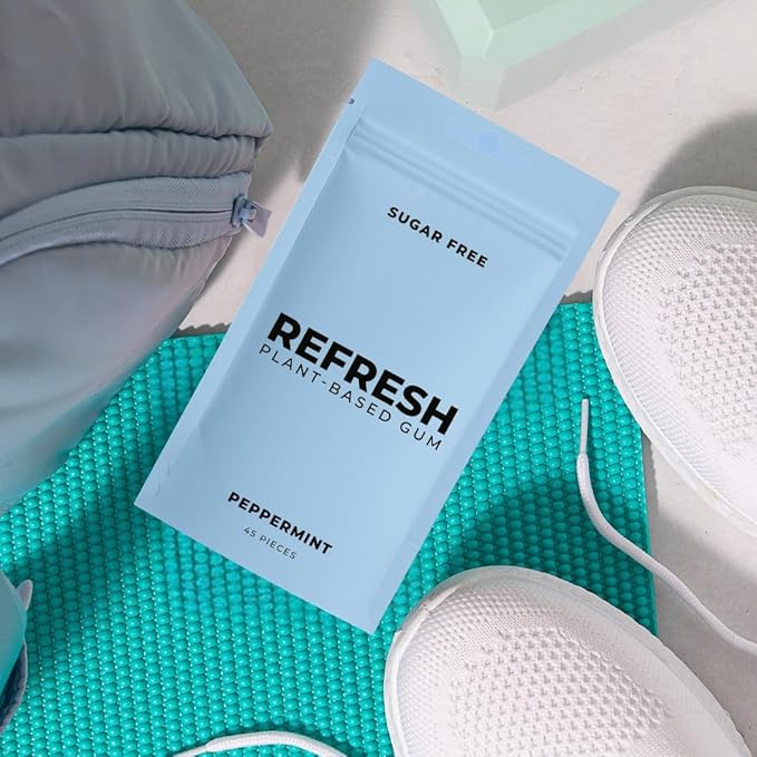 Refresh Gum Peppermint – Xylitol, Sugar Free Chewing Gum Pouch, Natural Flavor & Organic Ingredients – Aspartame Free, Plant-Based, Non-GMO – 45 Pieces
