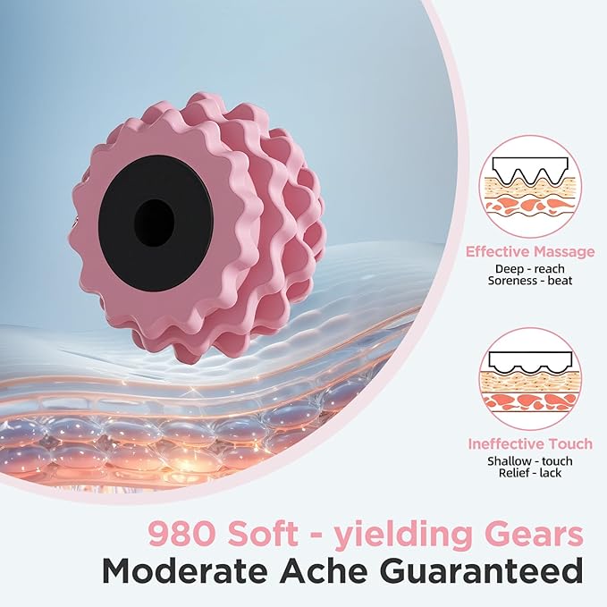 Cellulite Massage Tool Muscle Roller - Deep Fascia Massager & Dimpled Skin Remover for Legs, Thighs & Buttocks - Anti-Cellulite Roller, Smooth Skin, Pain Reliefs (Pink)