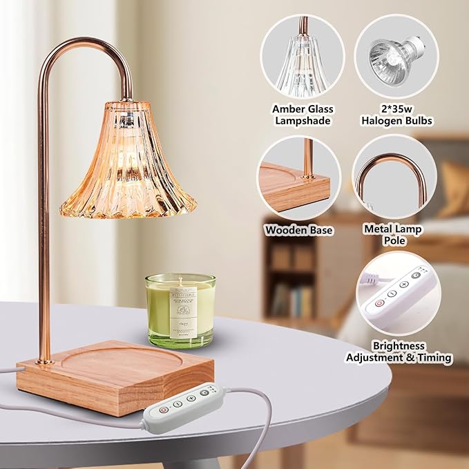 GEEZO Fragrance Candle Warmer Lamp,Electric Candle Warmer with Timer & Dimmer,Mom Christmas Birthday Gifts for Women, House Warming Gifts New Home Bedroom Decor