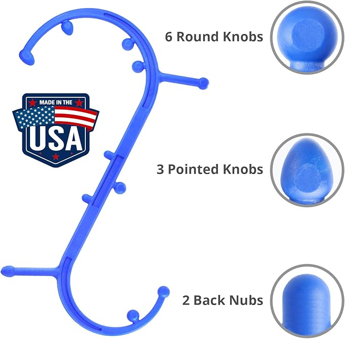 Body Back Buddy - USA Made - Massage Stick & Buddy Classic Bundle, Trigger Point Massage Tools, Neck and Back Massagers, Massage Cane, Muscle Knot Remover (Blue)