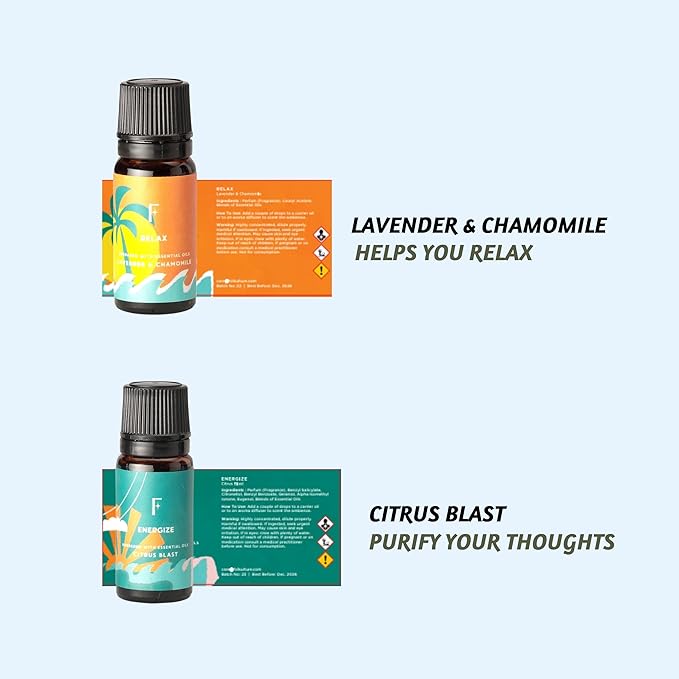 Folkulture Essential Oils for Diffuser Oil | Essential Oil Set of 6 Fragrance Oils | Diffuser Oils Scents for Home | Oil Diffusers Essential Oils Gifts for Relaxation - Lavender & Sandalwood