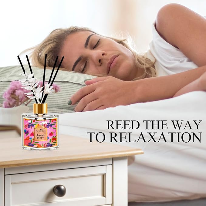 Reed Diffuser for Home, 6.7oz Sweet Berry Scent Diffusers for Bathroom Air Freshener, Aromatherapy Diffuser for Room Office and Desk Decor