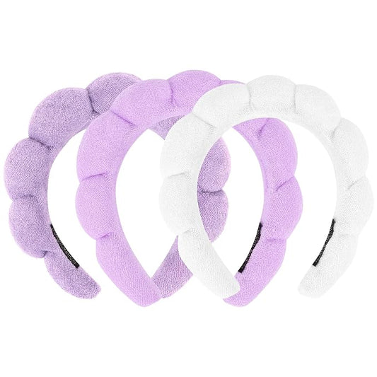 3 Pack Spa Headbands for Washing Face, Skincare, and Makeup, Terry Cloth Headbands Sponge Face Wash Headbands, One Size Fits Most, Unisex, 3 Count (Pack of 1)