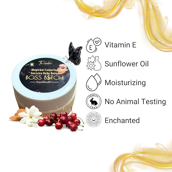 Boss B$tch Body Butter – Ultra-Hydrating Natural Moisturizer with Sunflower Oil, Vitamin E & Shea Butter – Nourish & Empower Your Skin with Bold Confidence – Vegan & Paraben-Free