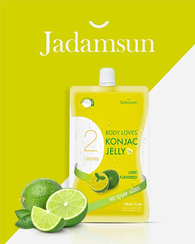Jadamsun Konjac Jelly Juice (Lime, 10 pcs) - Delicious Low-Calorie Healthy Korean Snack, Drinkable Fruit Snack, Sugar-Free, Vegan, Gluten-Free