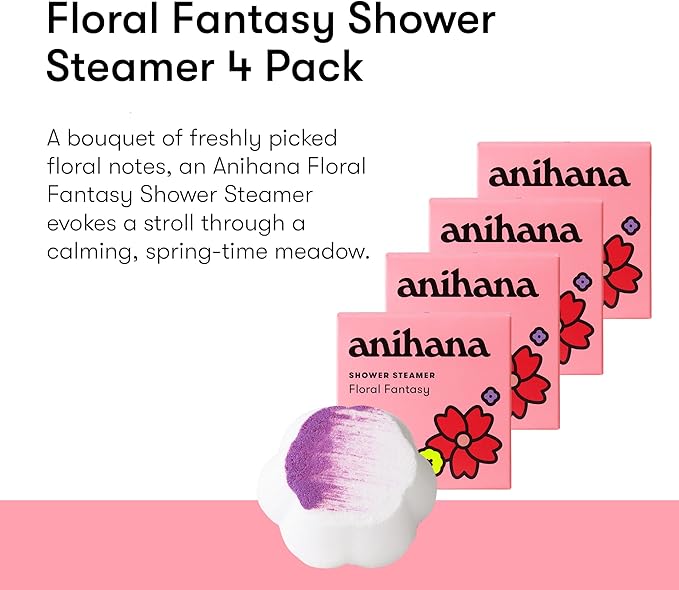 ANIHANA Shower Steamers 4 Pack, Paraben Free, Cruelty Free, Refreshing Floral Fantasy Scent, 1.76 oz Each