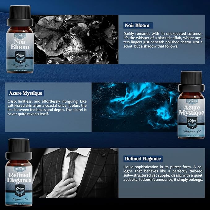 Cologne Essential Oil Set, Essential Oils Blends for Diffusers for Home, Candle Scents for Candle Making, Diffuser Oil Gift Set for Men & Women, Fragrance Oils for Aromatherapy