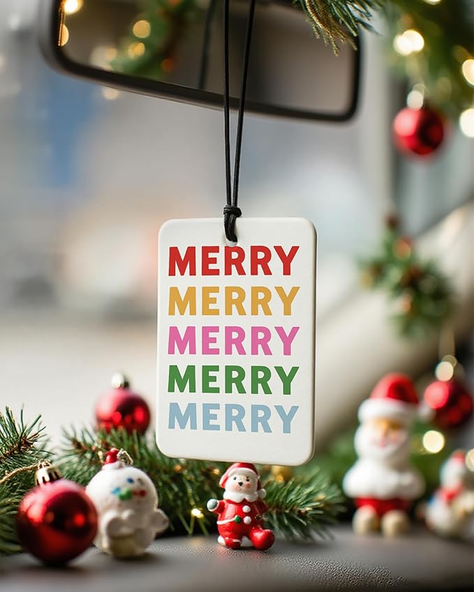 Pink and Green Christmas Berry Car Air Freshener 4 Pcs, Christmas Snowflake Mistletoe Tree Hanging Air Freshener for Cars Closet Drawer Books, Xmas Car Accessories Mirror Decor for Women Girls