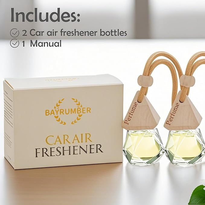 Car Air Freshener Hanging Diffuser – Long-Lasting Essential Oil Scent (Up to 60 Days) – Non-Toxic & Eco-Friendly – 2-Pack Auto Fresheners Made in USA (Diamond Bottles (2 × 0.27 Fl Oz), Vanilla Cream)