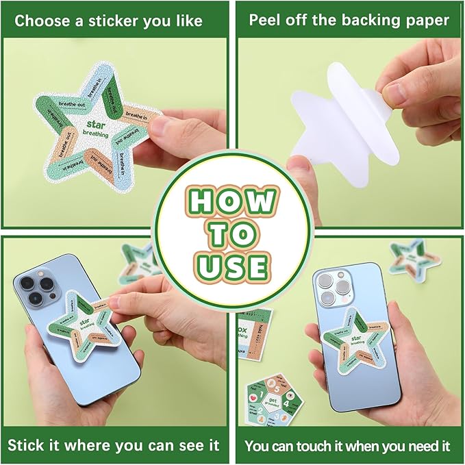 Libima 72 Pieces Anxiety Sensory Stickers Textured Stickers Fidget Mindfulness Sticker School Counselor Supplies Adult Sensory Items Anxiety Relief, 9 Styles(Fresh Color)