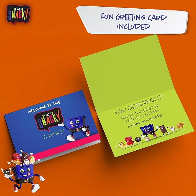 I AM Snacky - Haloween Trick or Treats Snack Box Variety Pack Care Package + Greeting Card - SNACKY'S SOCIAL SAMPLER (60 Count) Birthday Sweet Treats Gift Basket, Candies Chips, Food Assortments