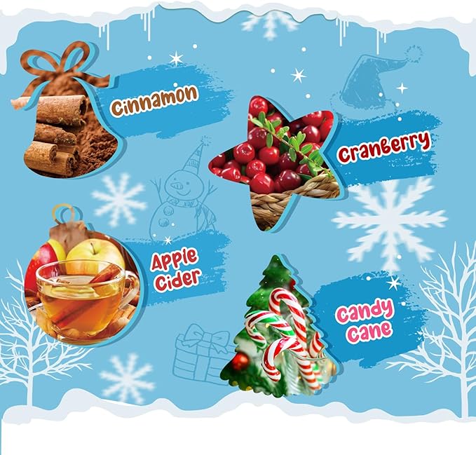 Winter Scented Wax Melts, Christmas Soy Wax Melts Gift Set, Wax Cubes/Tarts for Warmer - Christmas Wreath, Gingerbread, Sugar Cookie, Peppermint, Cinnamon, Cranberry, Apple Cider, Candy Cane, 8x2.6 oz