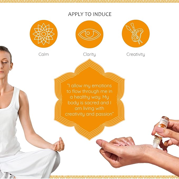 Sacral Chakra Essential Oil Roll-On Blend by Aromafume | 10ml/0.33 fl oz | Swadisthana | Aromatherapy Oils for Chakra Balance | Orange & Patchouli Extracts | Chakra Incense for Meditation, Yoga, Reiki