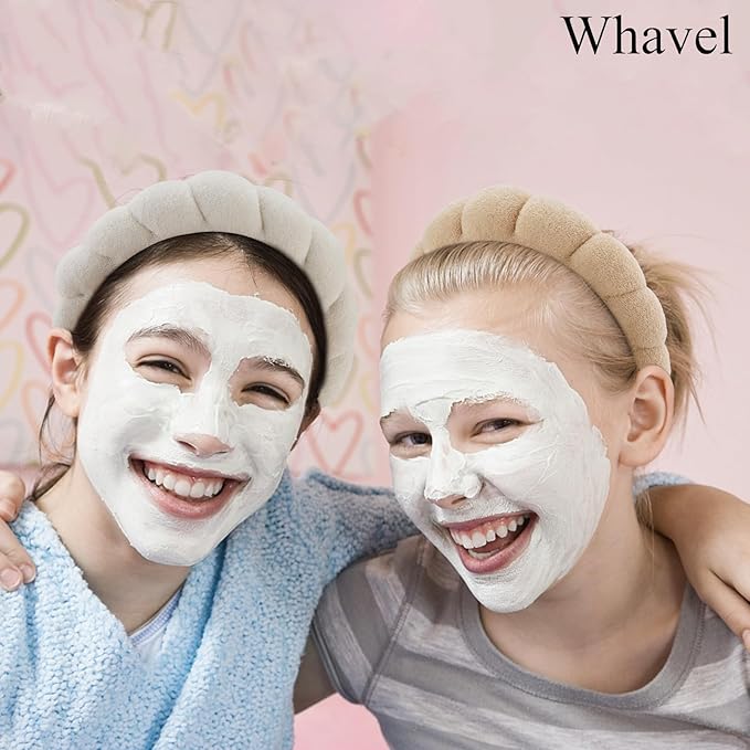 WHAVEL 3 Pack Spa Headband Skincare Headbands, Soft Hair Band for Washing Face, Makeup, Facial, Skin Care (Khaki, Brown, Black)